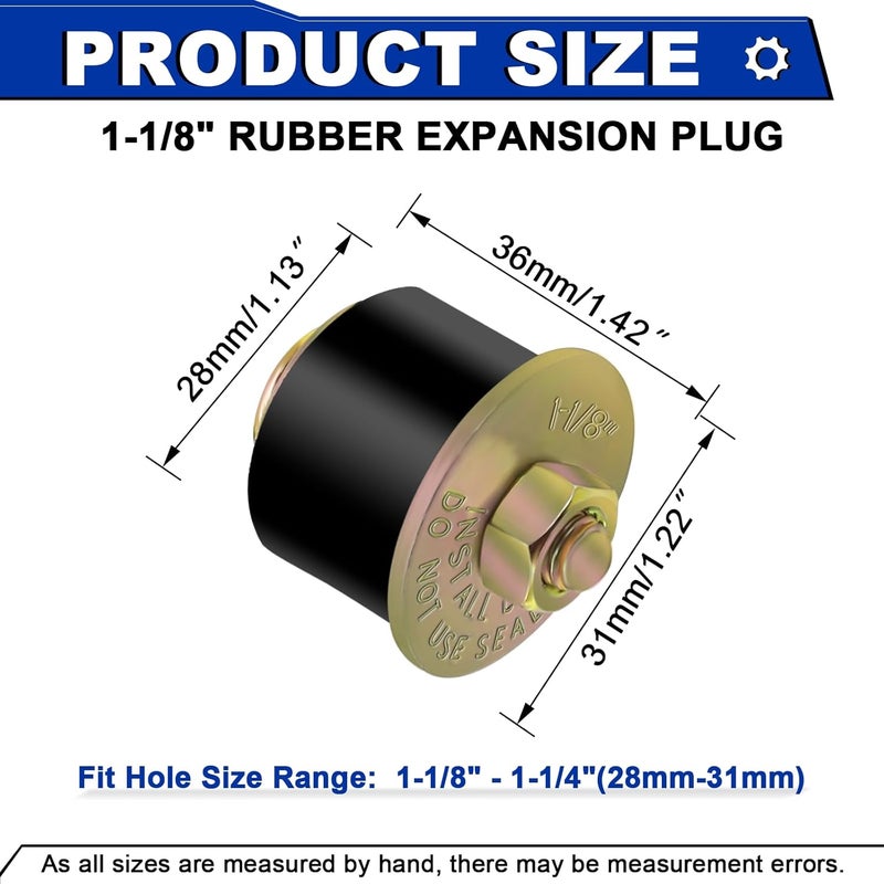 Daptemn 1-1/8" Rubber Expansion Freeze Plugs, 5PCS Automotive Engine Expandable Freeze Rubber Plugs Fit Hole: 1-1/8" to 1-1/4" (28 mm - 31 mm) - Image 2